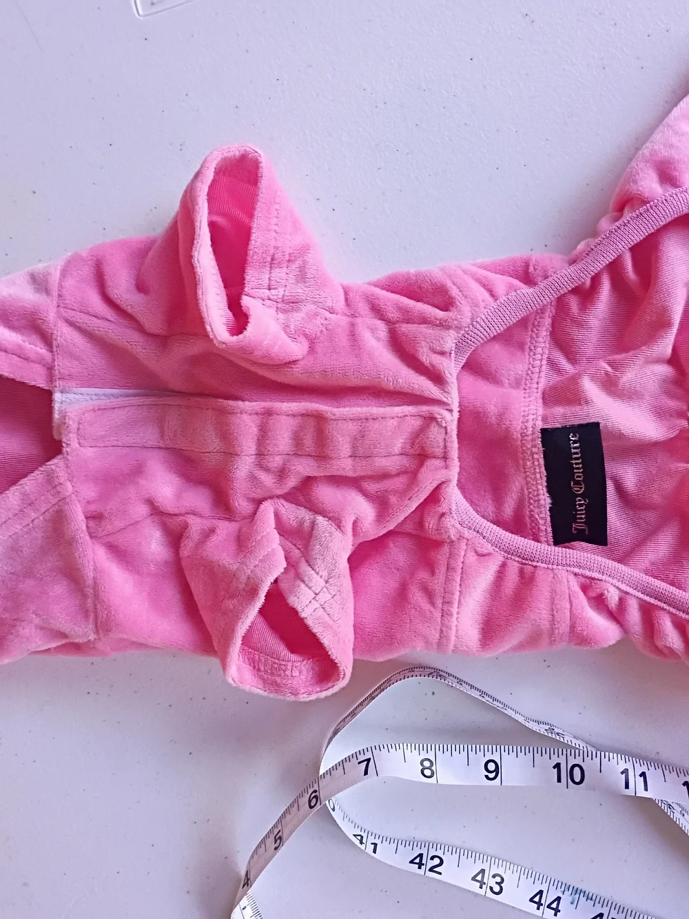 Juicy Couture Pink Velour Dog Hoodie with Rhinestone Heart